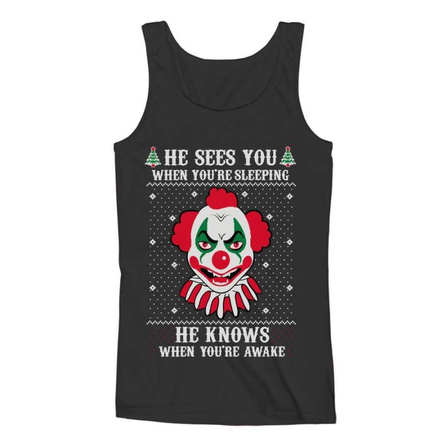 Ugly Christmas Evil Scary Killer Clown Horror Movie Women Tank Top