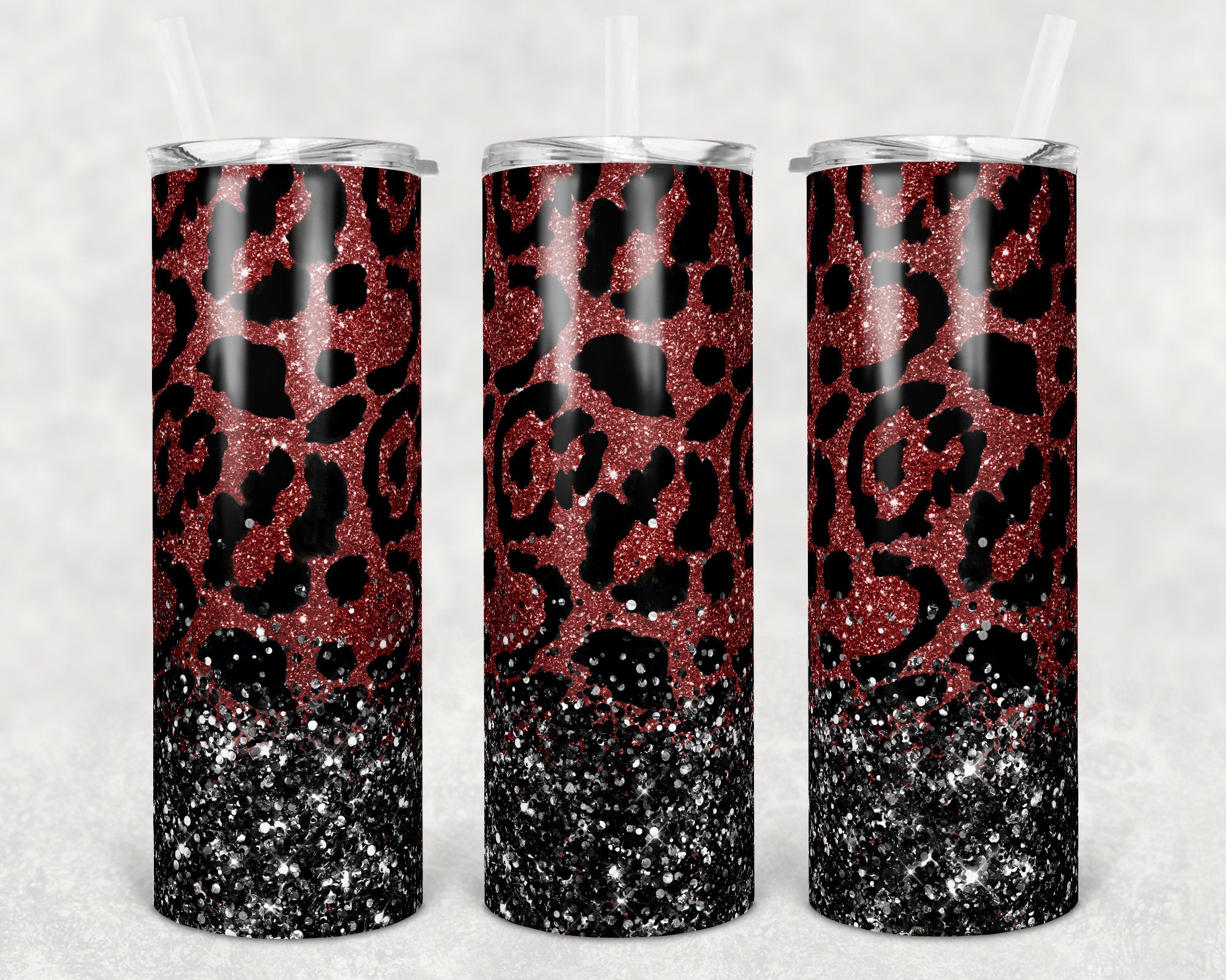 Wine Maroon Leopard Overlay Skinny Tumbler