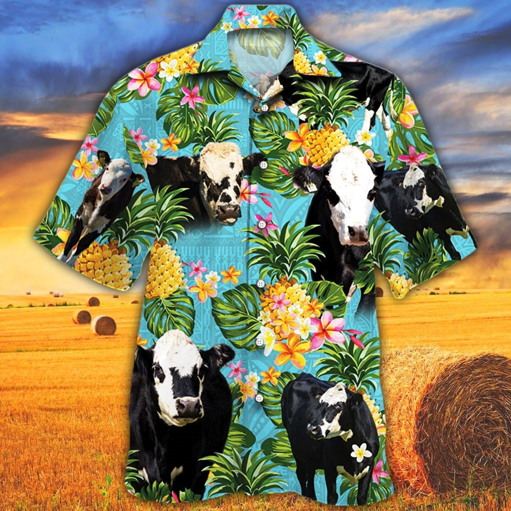 Black Hereford Cattle Lovers Pineapple Hawaii Shirt Ha71969