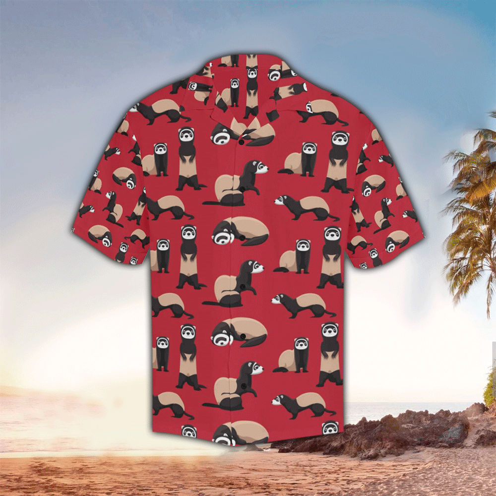 Ferret Pattern Print Design Hawaii Shirt Aloha Ha27387