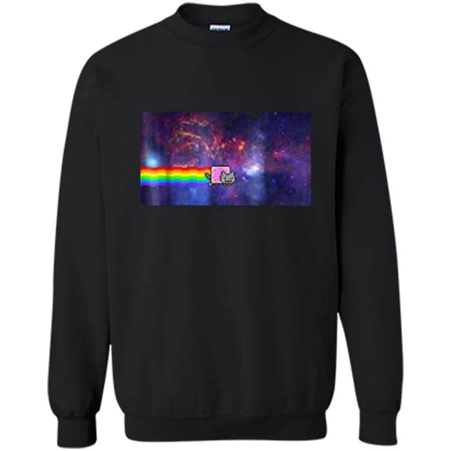 Nyan Cat Space  Printed Crewneck Pullover Sweatshirt