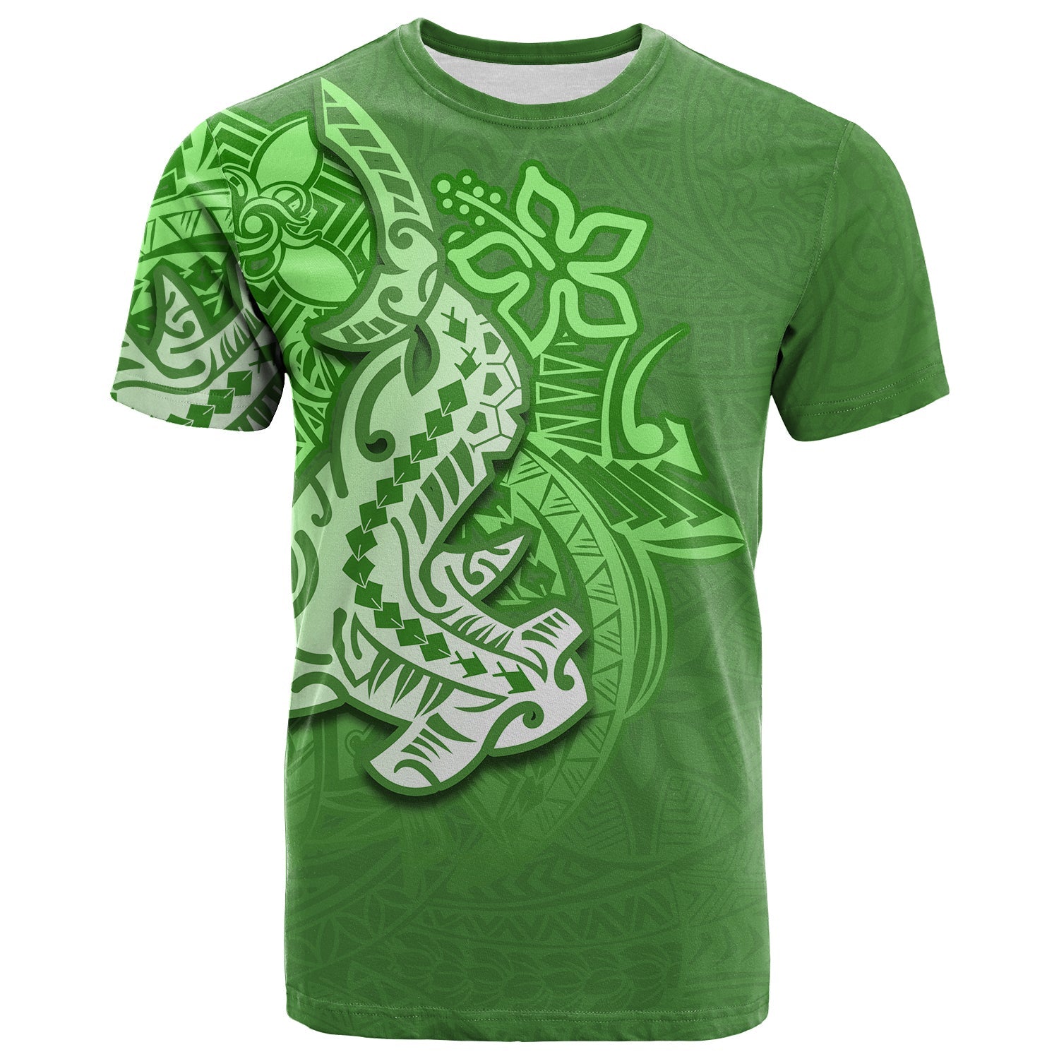 (Custom Personalised) Hammerhead Shark T Shirt Polynesian Green Style Lt6