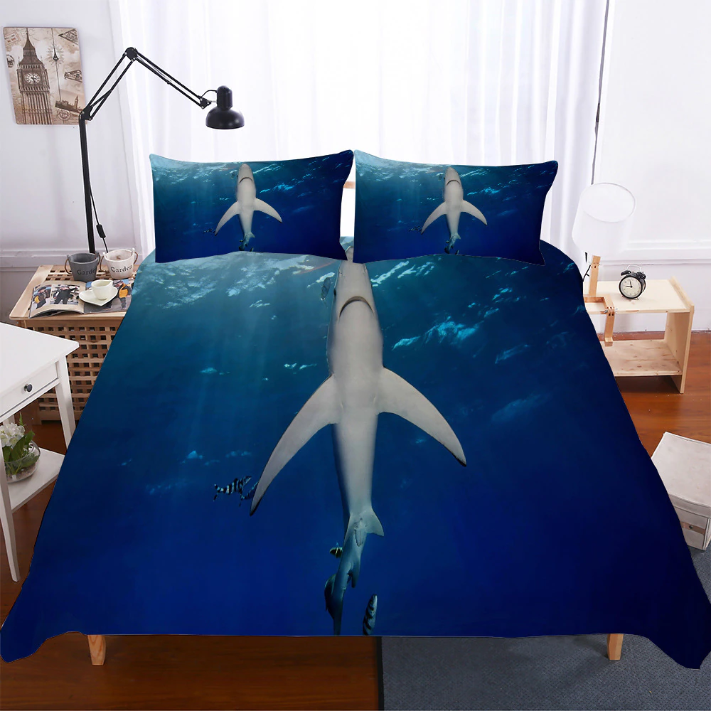 Shark Print Kids Duvet Cover Set Full 3D Bedding Set Boy Girl Cover Luxury Soft Pillowcase Teen