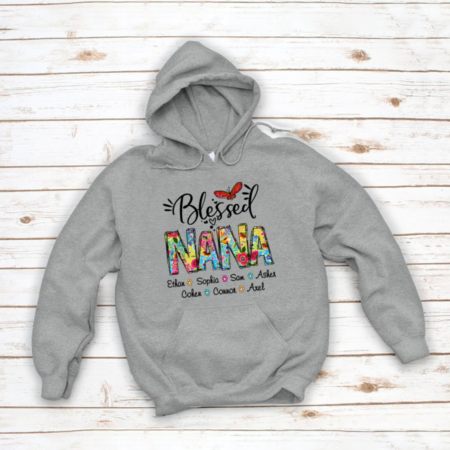 Blessed Nana Grandklids Flower Colorful Hoodie