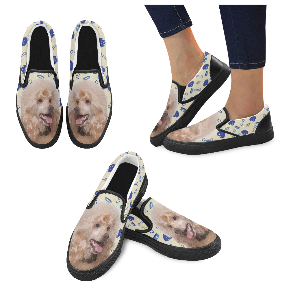 Poodle Dog Black Women’s Slip-on Canvas Shoes