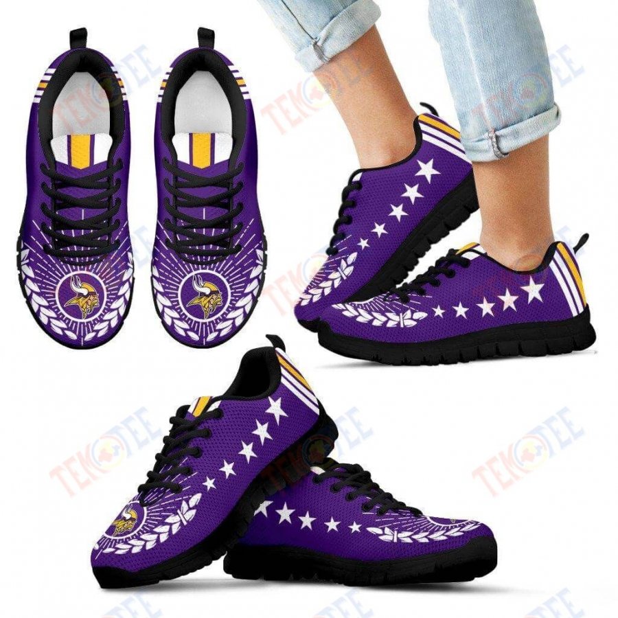 Mens Womens Minnesota Vikings Sneakers Line Of Stars Victory Sneaker Running Shoes For Men Women TDT725