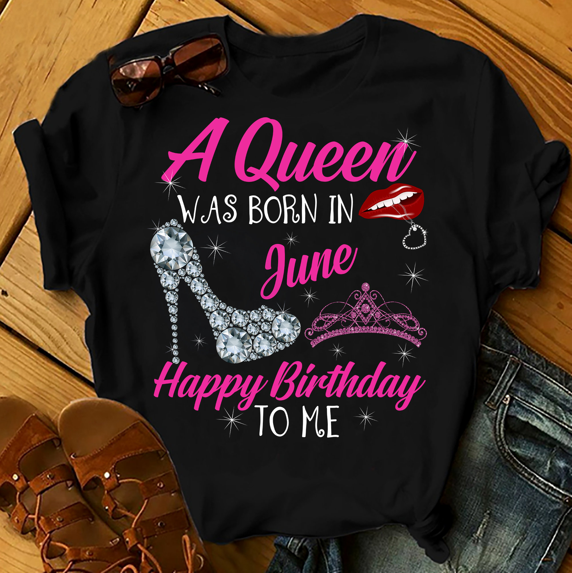 A Queen Was Born In June Shirts Women, Birthday T Shirts, Summer Tops, Beach T Shirts