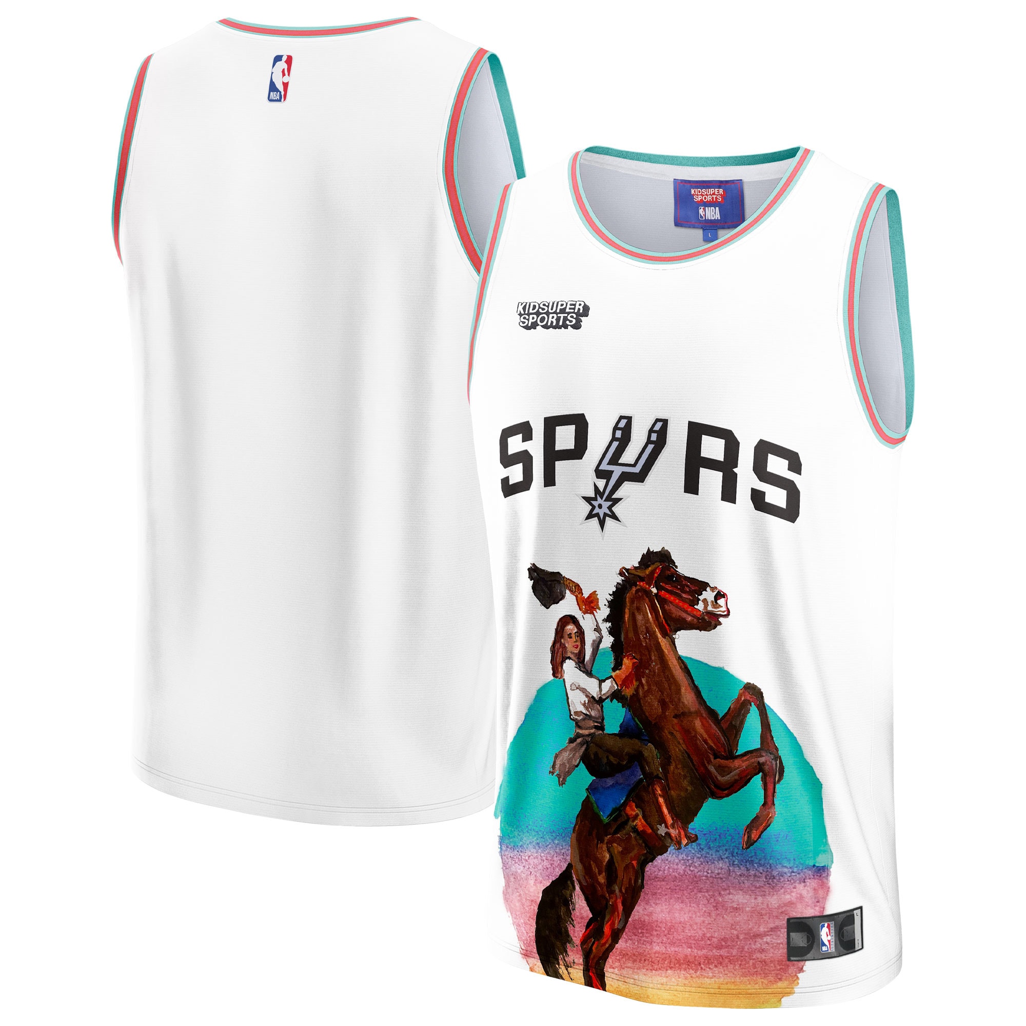 San Antonio Spurs NBA & KidSuper Studios by Unisex Hometown Jersey – White