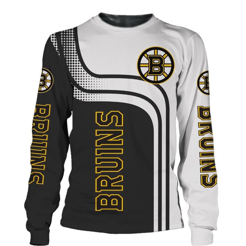 Boston Bruins Black White Curve Gift For Fan 3D Full Printing Sweatshirt