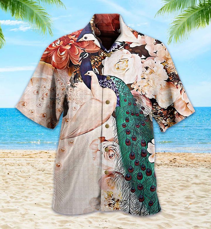 Peacock Floral Beige Hawaii Shirt Ha105642