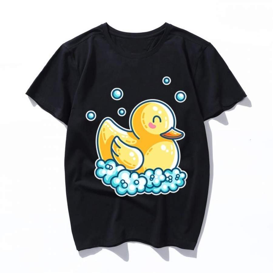kawaii cute bath rubber duck Printed Men T Shirt Women Casual Ulzzang Aesthetic Fun Streetwear Tshirt Tops Short Sleeve Female T-shirt