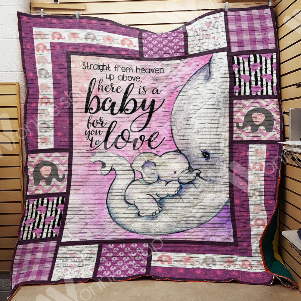 Elephant With Mommy  Straight From Heaven Up Above  Quilt Blanket