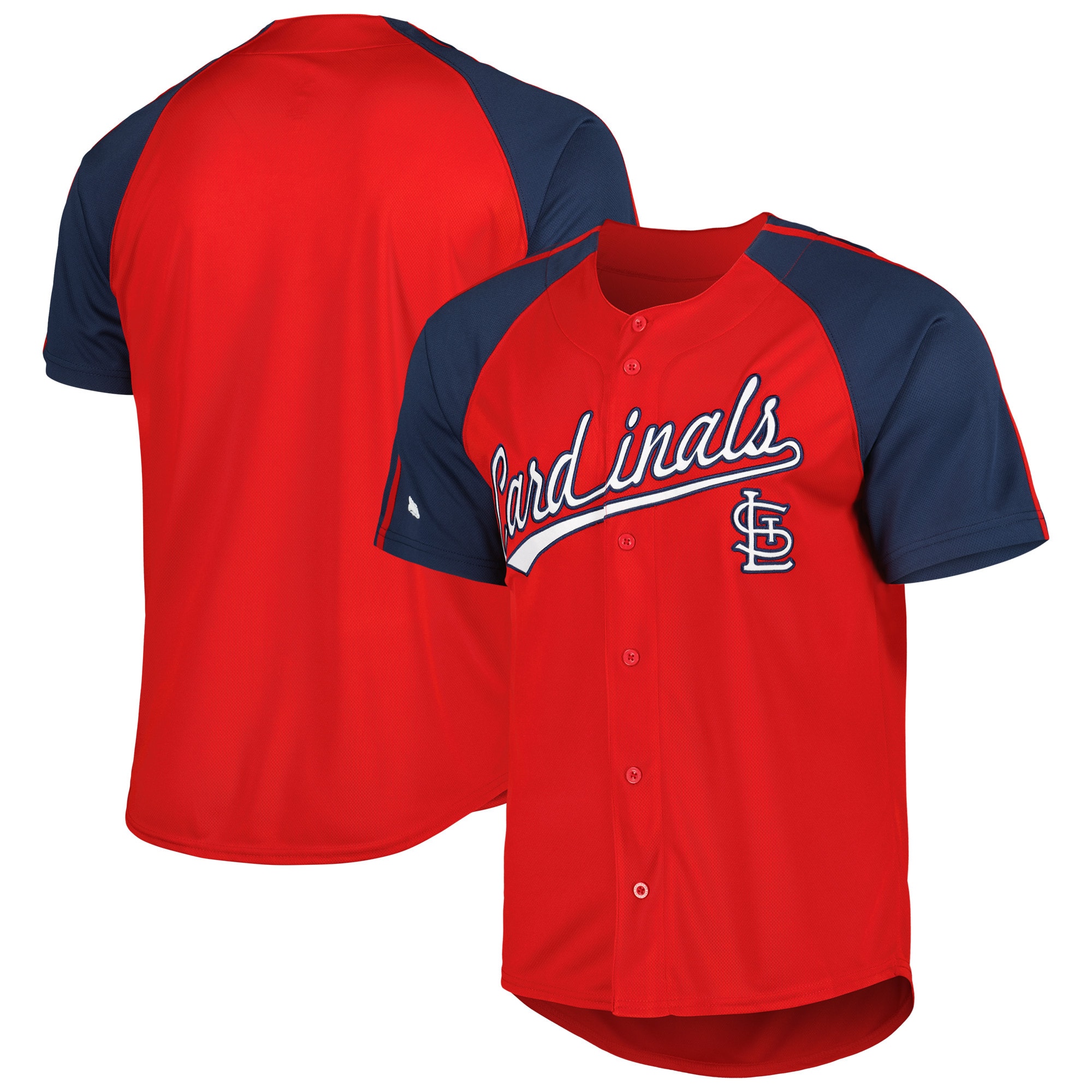 St. Louis Cardinals Stitches Button-Down Raglan Fashion Jersey – Red