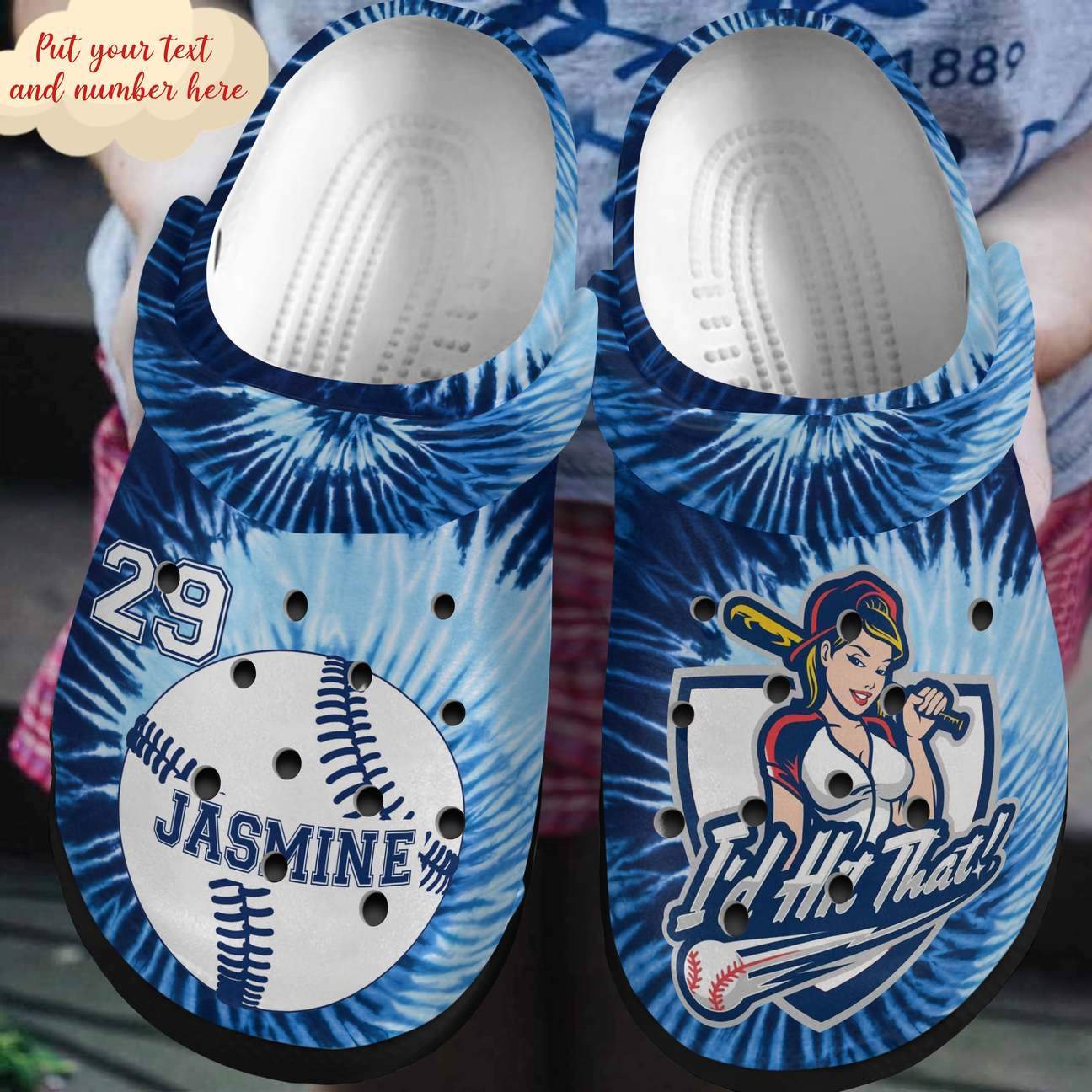 Baseball Personalized Clog, Custom Name, Text, Color, Number Fashion Style For Women, Men, Kid, Print 3D I’D Hit That