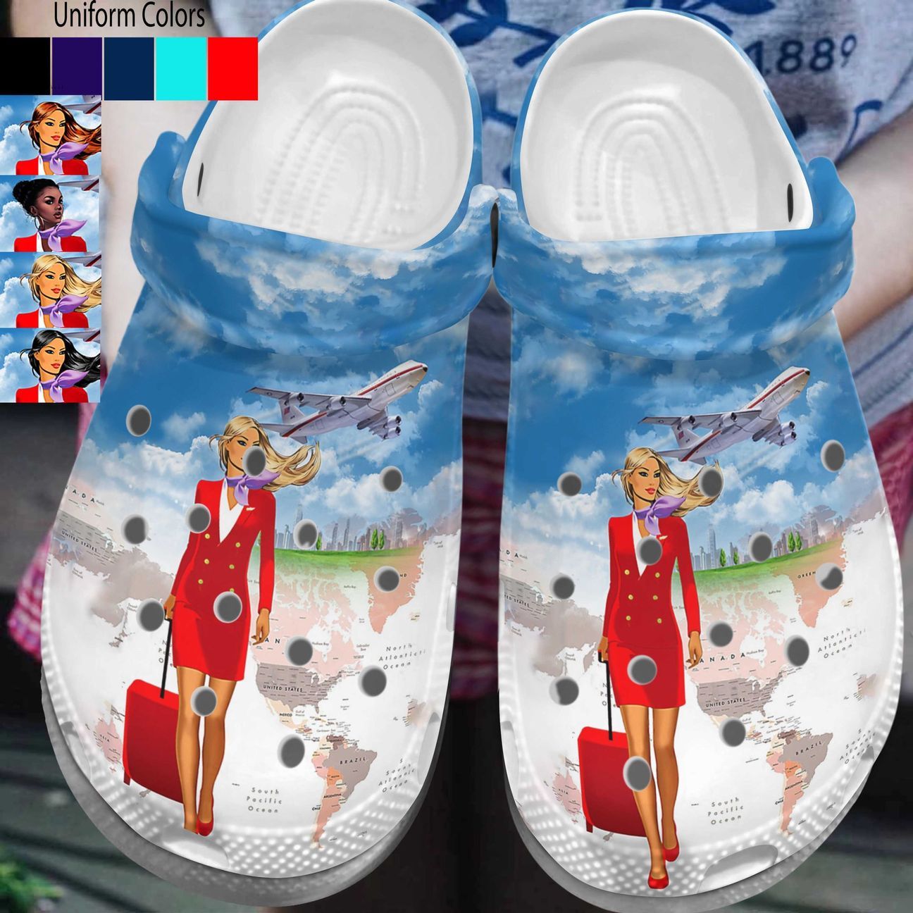 Flight Attendant Personalized Clog, Custom Name, Text, Color, Number Fashion Style For Women, Men, Kid, Print 3D I Am A Flight Attendant