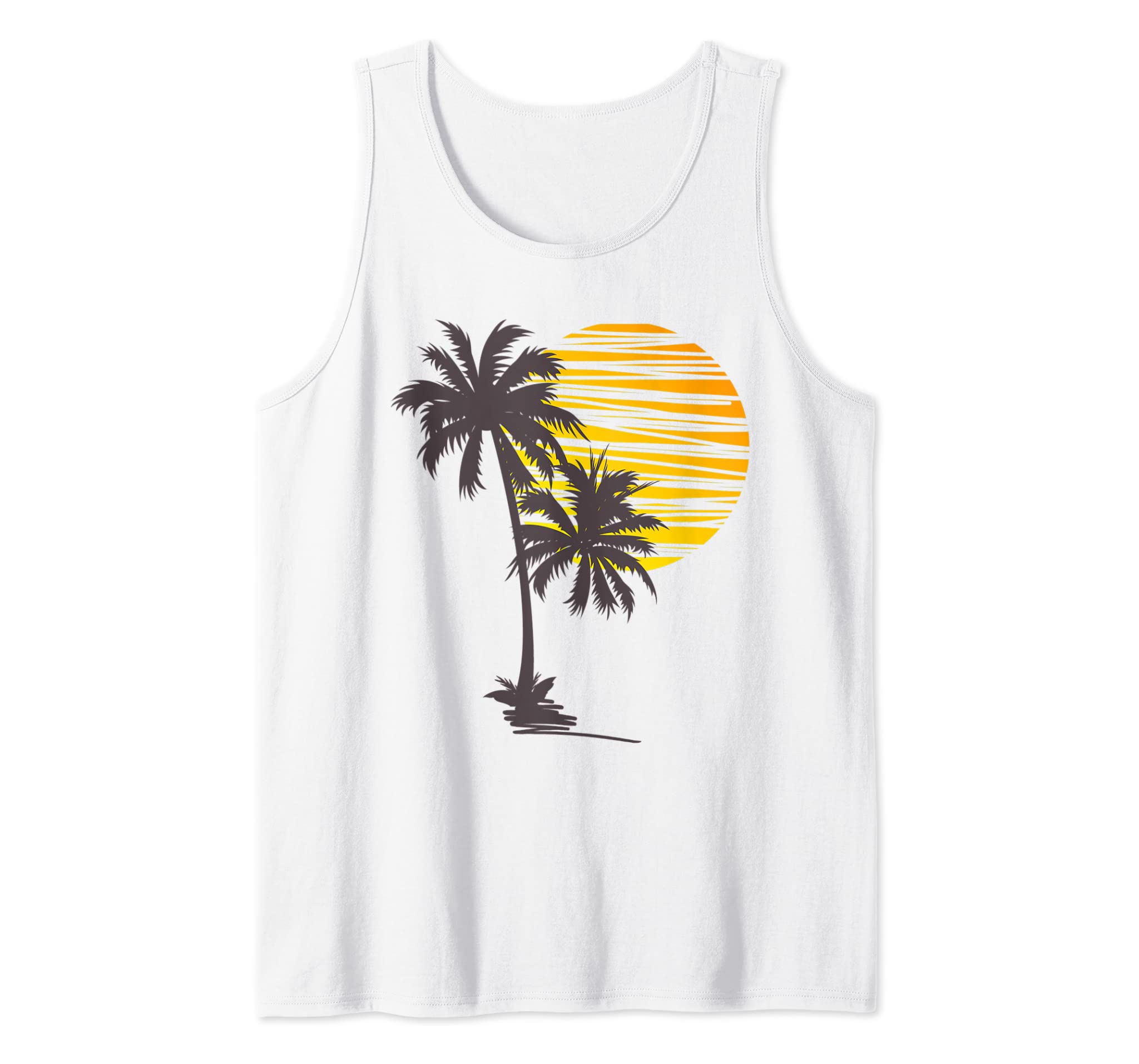 Sunset Beach Palm Tree TShirt Cute Summer Vacation Holiday Tank Top