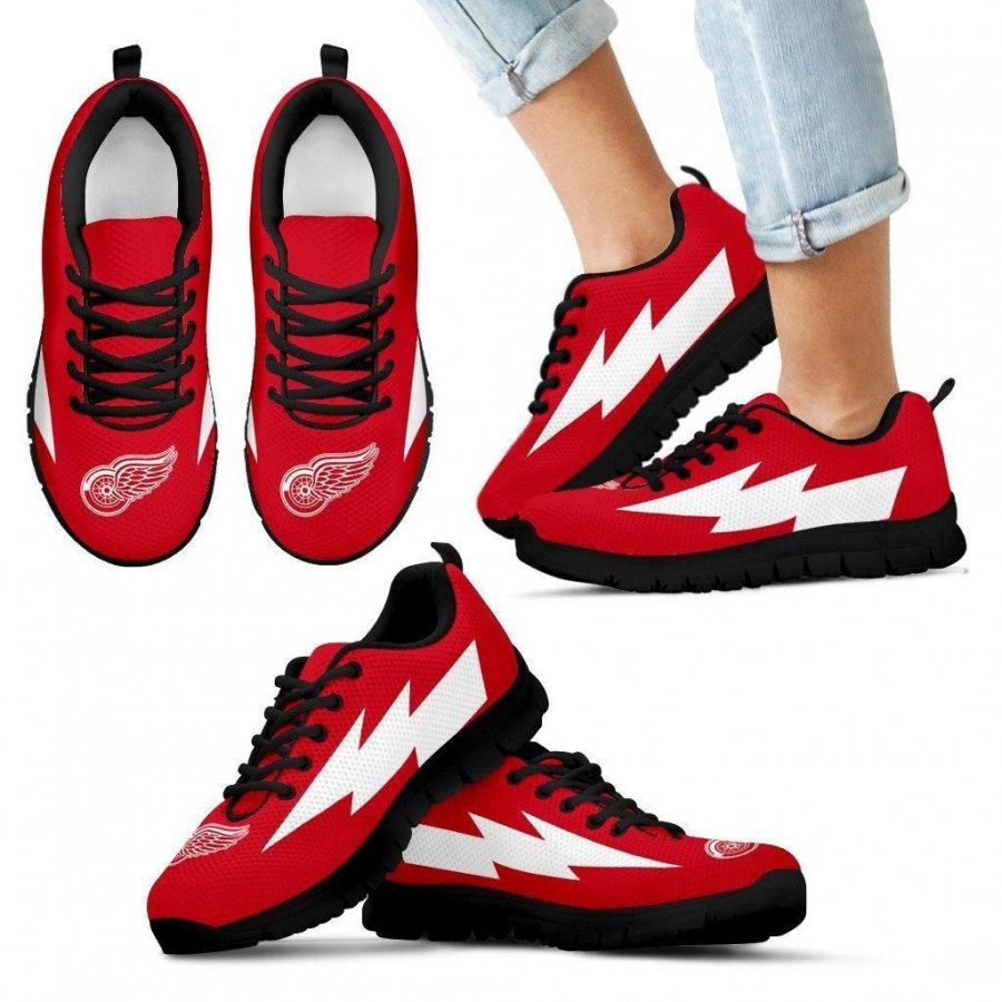 Lovely Style Detroit Red Wings Sneakers Thunder Lightning Amazing Logo #244