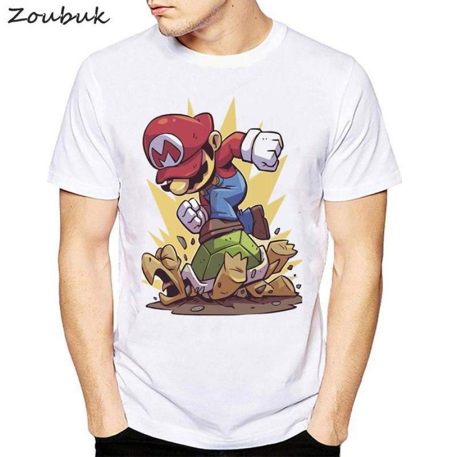 2018 New Arrivals Super Mario T Shirt Men Printed t-shirt Short Sleeve Casual Basic Tops Cool fighting Mario Tee Shirts