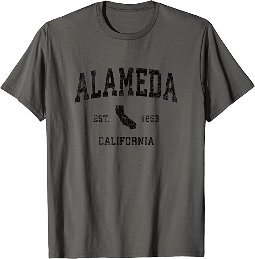 Alameda California CA Vintage Sports Design Black Print T-Shirt