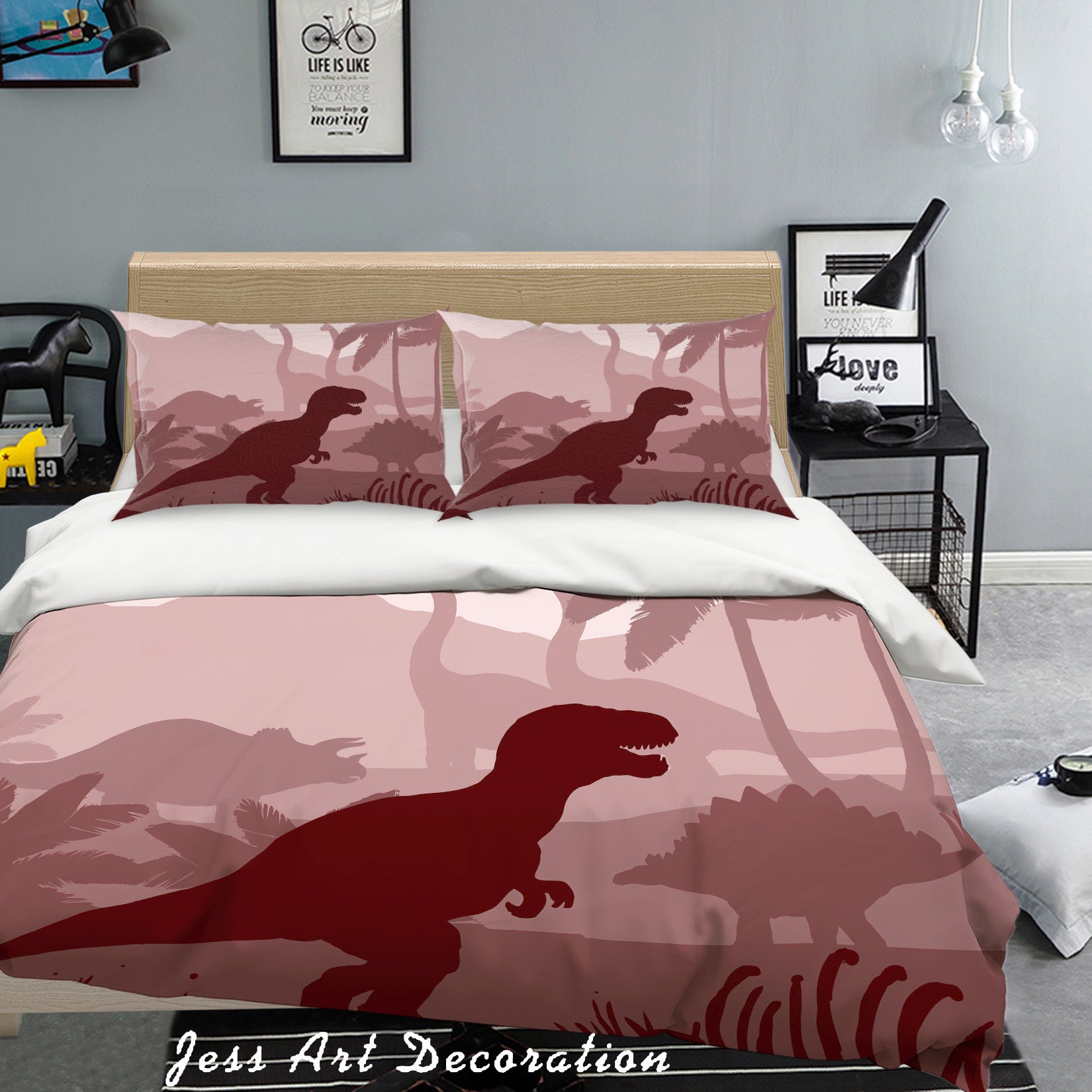 3D Dinosaurs Silhouettes Quilt Cover Set Bedding Set Pillowcases 19