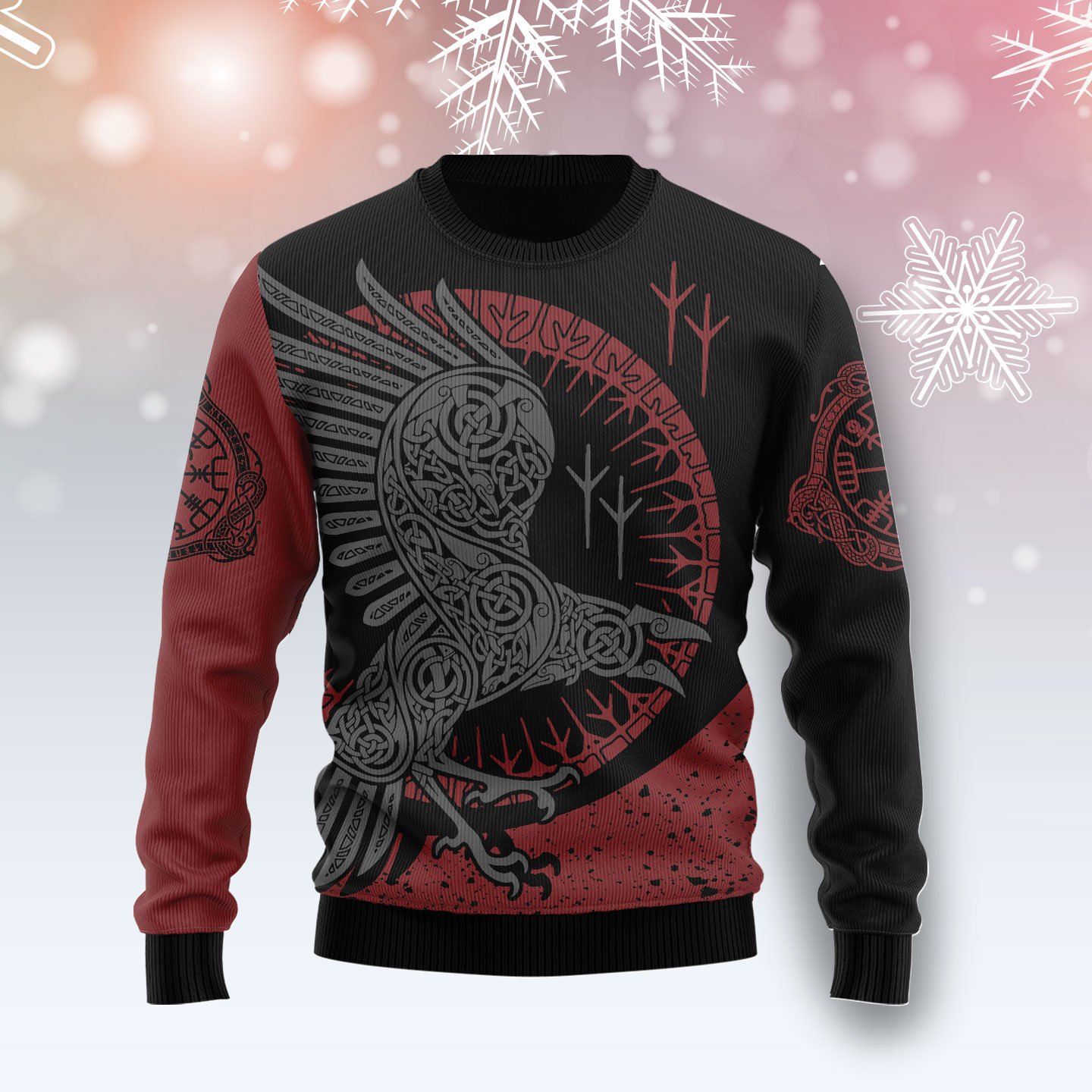 Viking Raven  HT071221 Ugly Christmas Sweater unisex womens & mens, couples matching, friends, funny family ugly christmas holiday sweater gifts (plus size available)