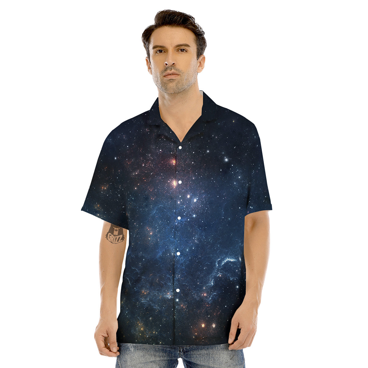 Universe Galaxy Space Dark Nebula Print Men’S Hawaiian Shirt