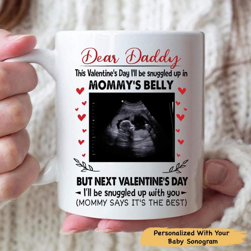 Personalized This Valentine Snuggle With You The Bump Mug Gift For Daddy To Be