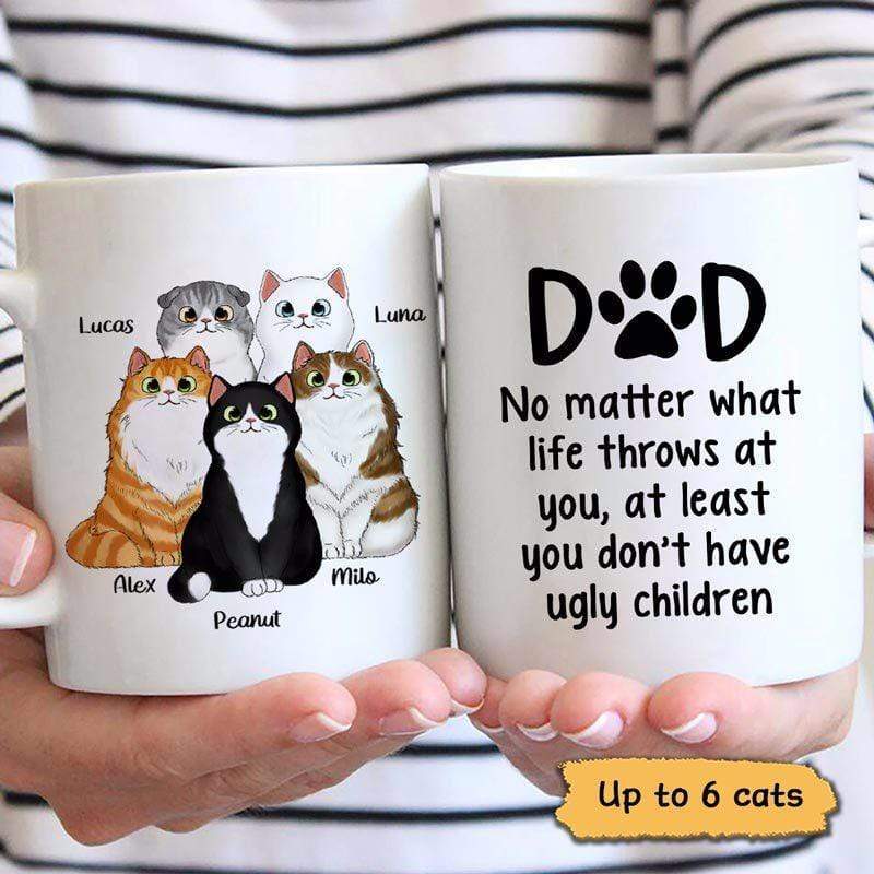 No Matter What Cat Dad Fluffy Cat Personalized Mug