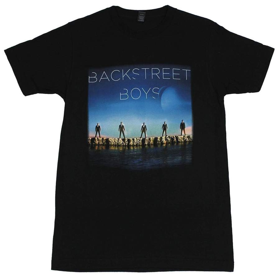 Backstreet Boys Mens T-Shirt Suited Boys Ocean Pier Image Black Fashion O-Neck Short Sleeved T Shirts Summer Funny Loose Tee Shirt For Men