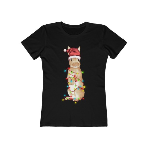 Santa Bunny Rabbit Christmas Tree Light Decor – Women Tee