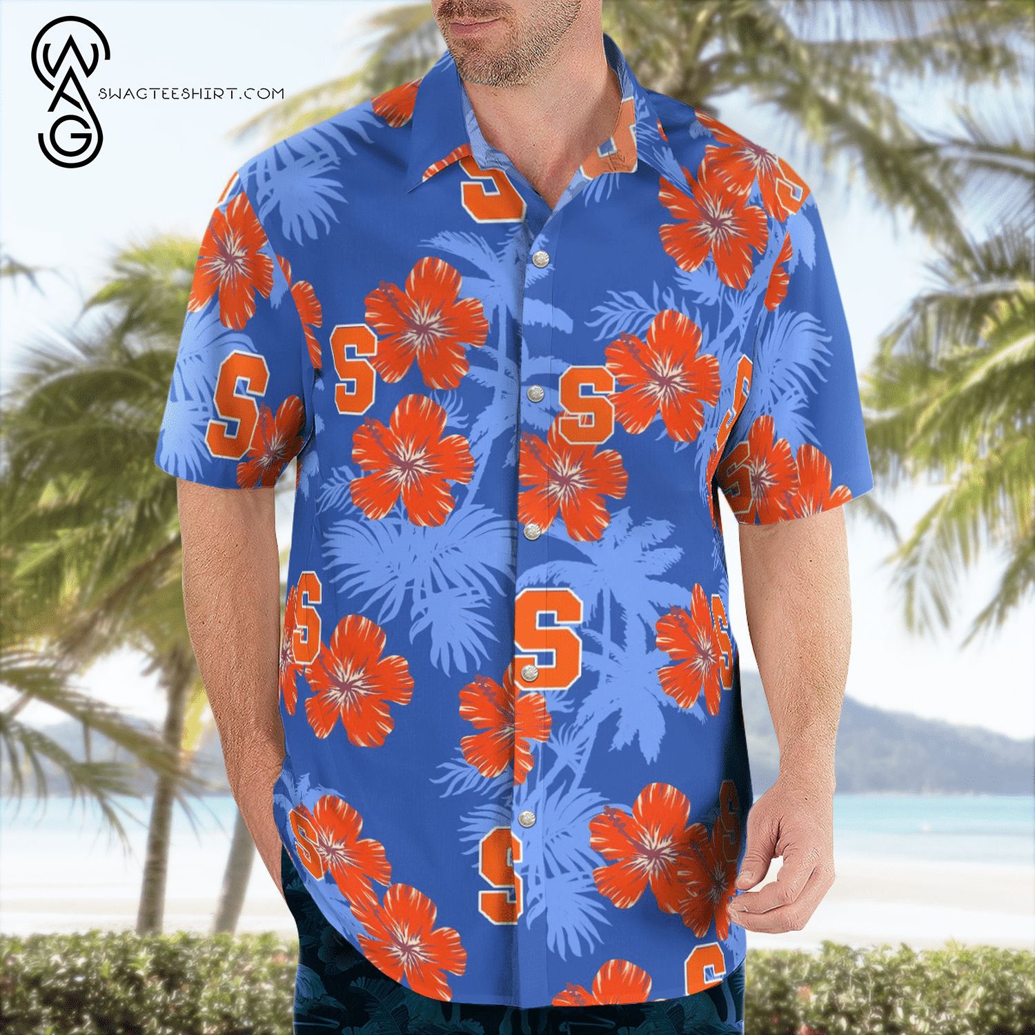 NCCA Syracuse Orange Flower Trendy Hawaiian Shirt Aloha Shirt