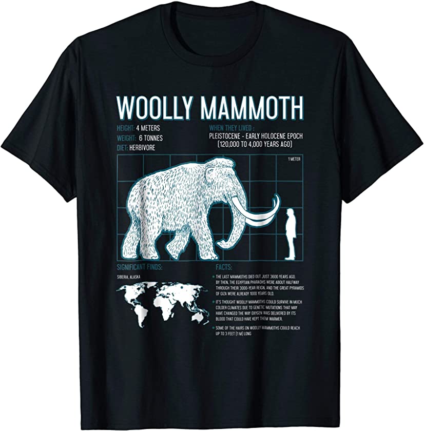 Woolly Mammoth Shirt Facts Extinct Animals Vintage Gifts