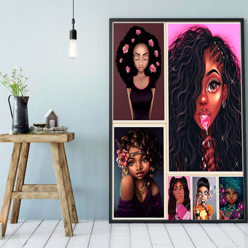 West Africa Custom Canvas Prints Modern Black Poster Black Women African King Attractive Wall Canvas