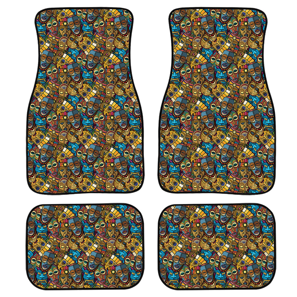 African Totem Masks Pattern Print Front And Back Car Floor Mats, Front Car Mat