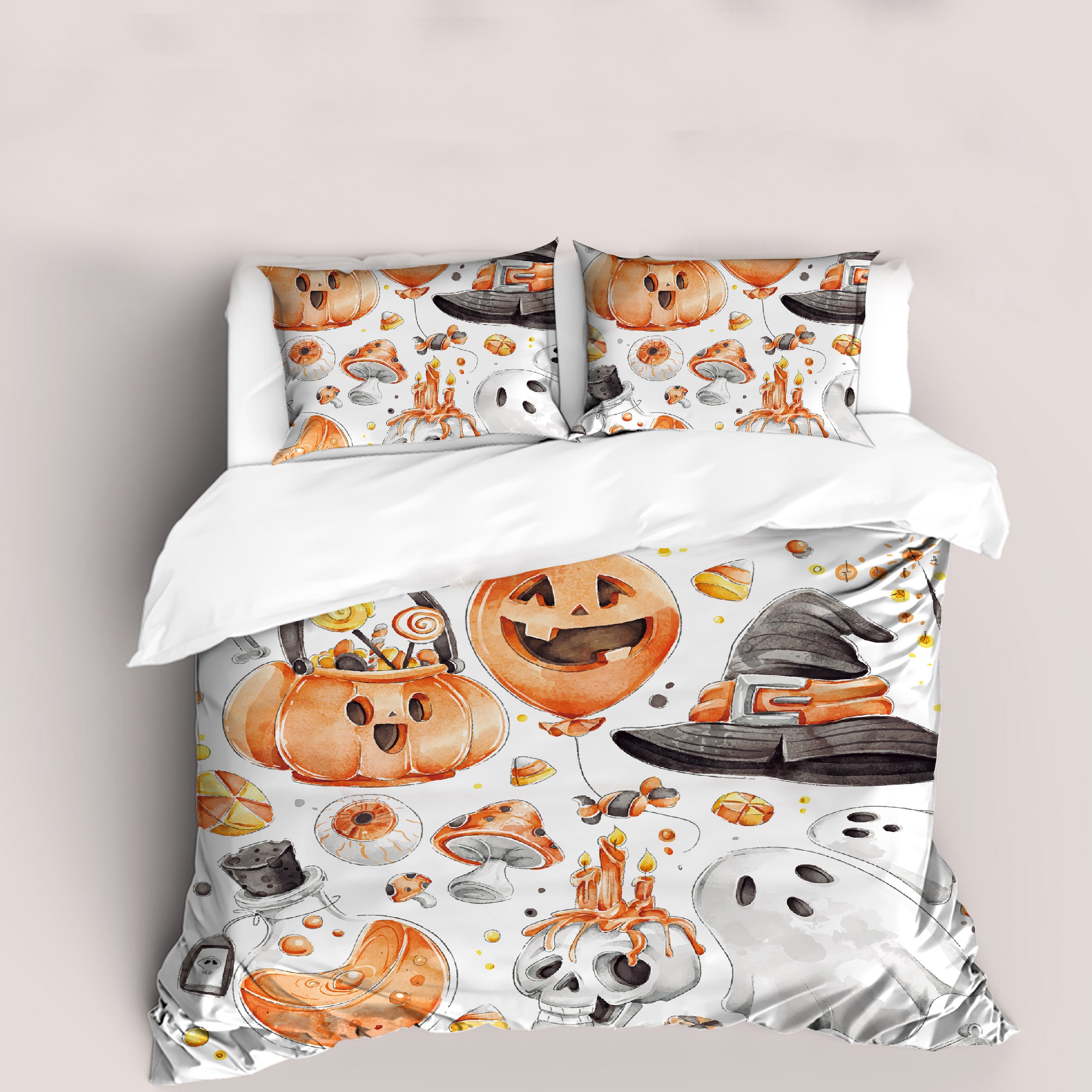 3D Halloween Pumpkin Ghost Quilt Cover Set Bedding Set Duvet Cover Pillowcases 75