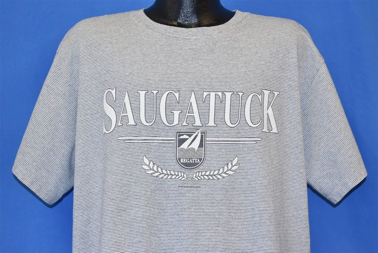 90S Saugatuck Regatta Rowing Ness Club Westport Ct Boat Stripe T-Shirt Extra