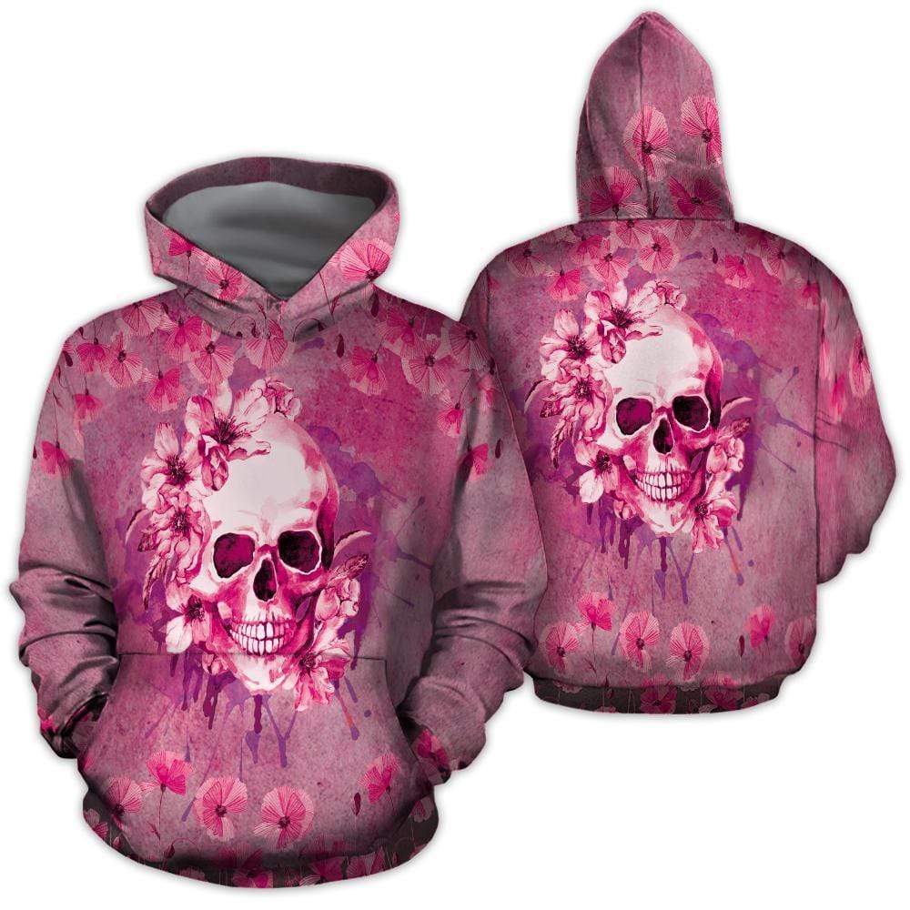 Pink Skull Watercolor Flower Hoodie 3D #H