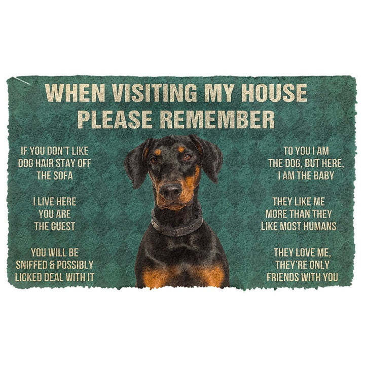 Waybackapparel Please Remember Doberman Dog’S House Rules 3D Doormat