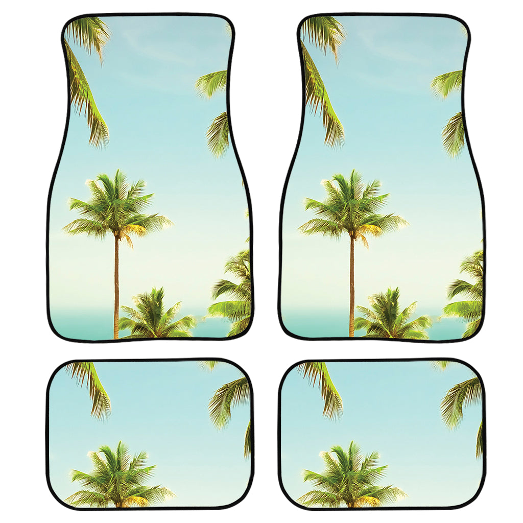 Coconut Tree Print Front And Back Car Floor Mats, Front Car Mat