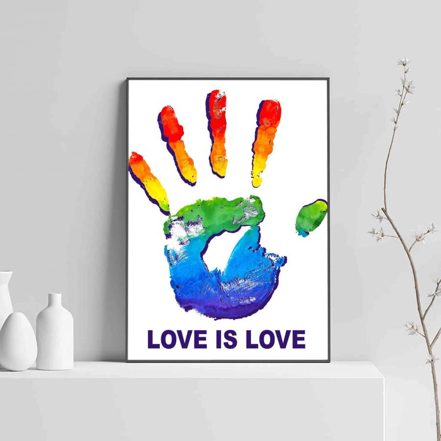 Handprint Love Gay Pride Rainbow Poster Poster Art Design 1987