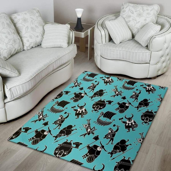 Viking Cartoon Silhouette Area Rug