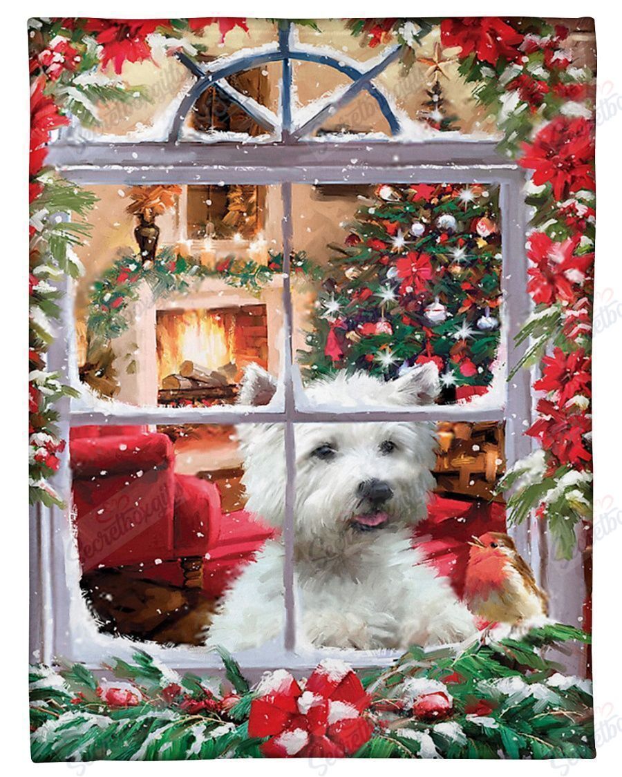 West Highland White Terrier Christmas Window Gs-Cl-Nt0901 Fleece Blanket