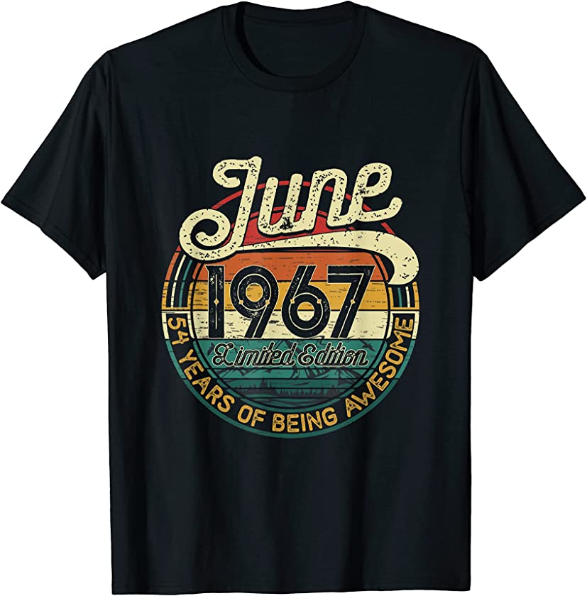 54th Birthday Gift 54 Years Old Retro Vintage June 1967 T-Shirt