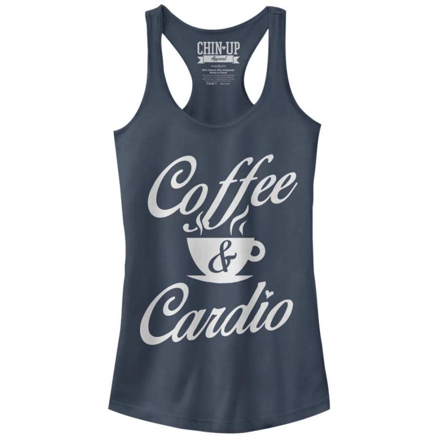 CHIN UP Junior’s Coffee and Cardio  Racerback Tank Indigo