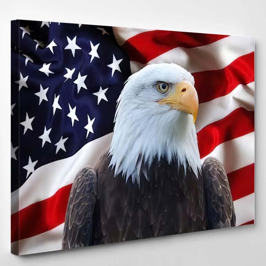 American Flag Eagle – Eagle Animals Canvas Print