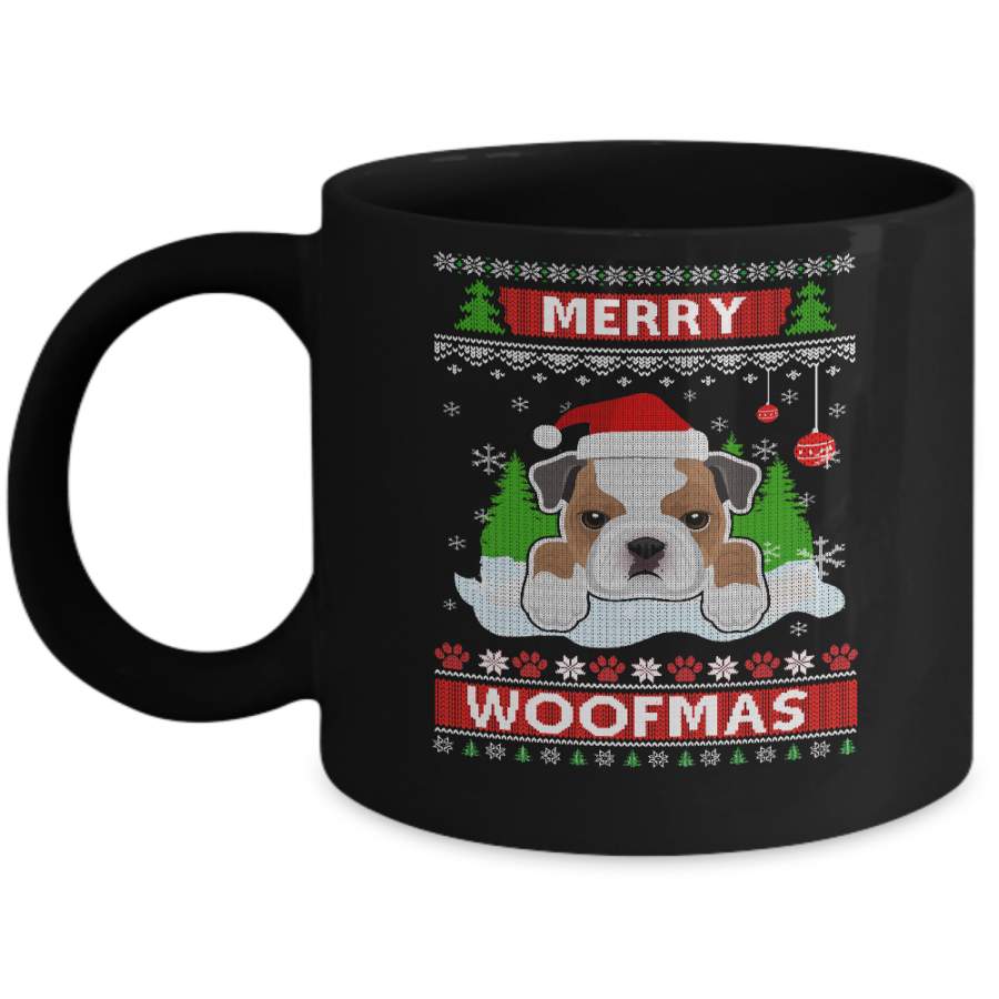 Bulldog Merry Woofmas Ugly Christmas Sweater Mug