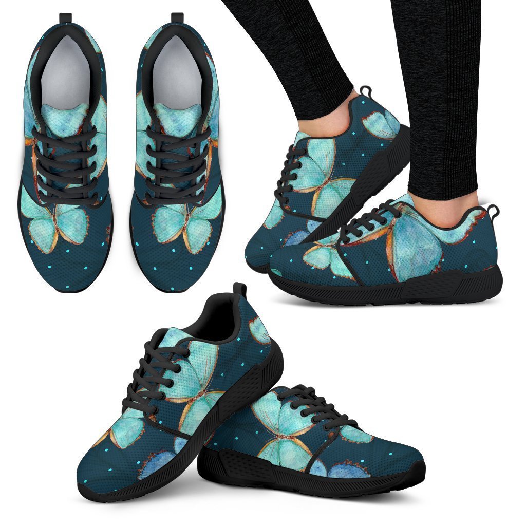 Watercolor Blue Butterfly Pattern Print Women’S Athletic Shoes