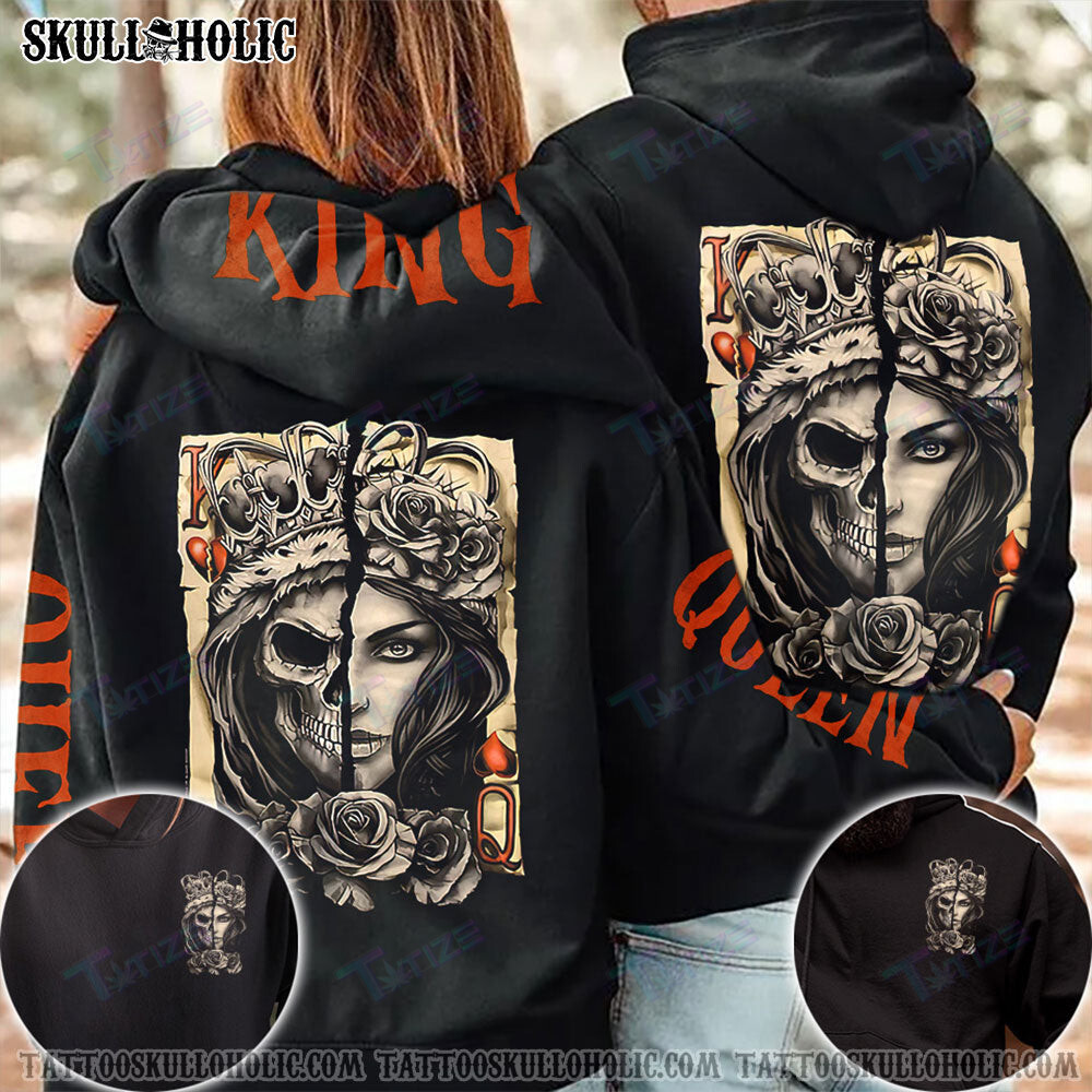 Matching Couple Shirt Couple King Queen Vintage 3D All Over Printed Shirt, Sweatshirt, Hoodie, Bomber Jacket Size S – 5Xl