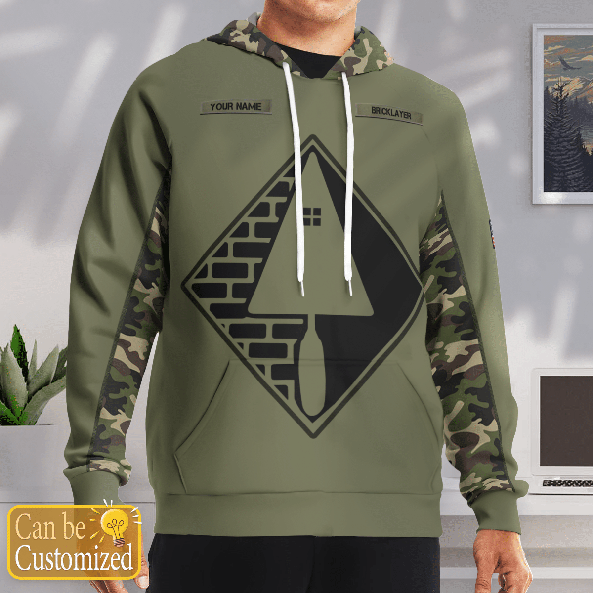 Personalized Bricklayer – Hourly Rate 3D Printed Hoodie Theta