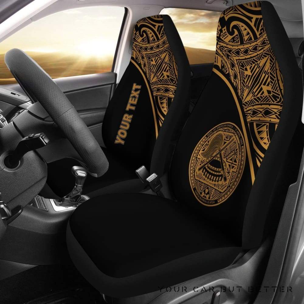 American Samoa Polynesian Custom Personalised Car Seat Covers Gold Curve Bn12